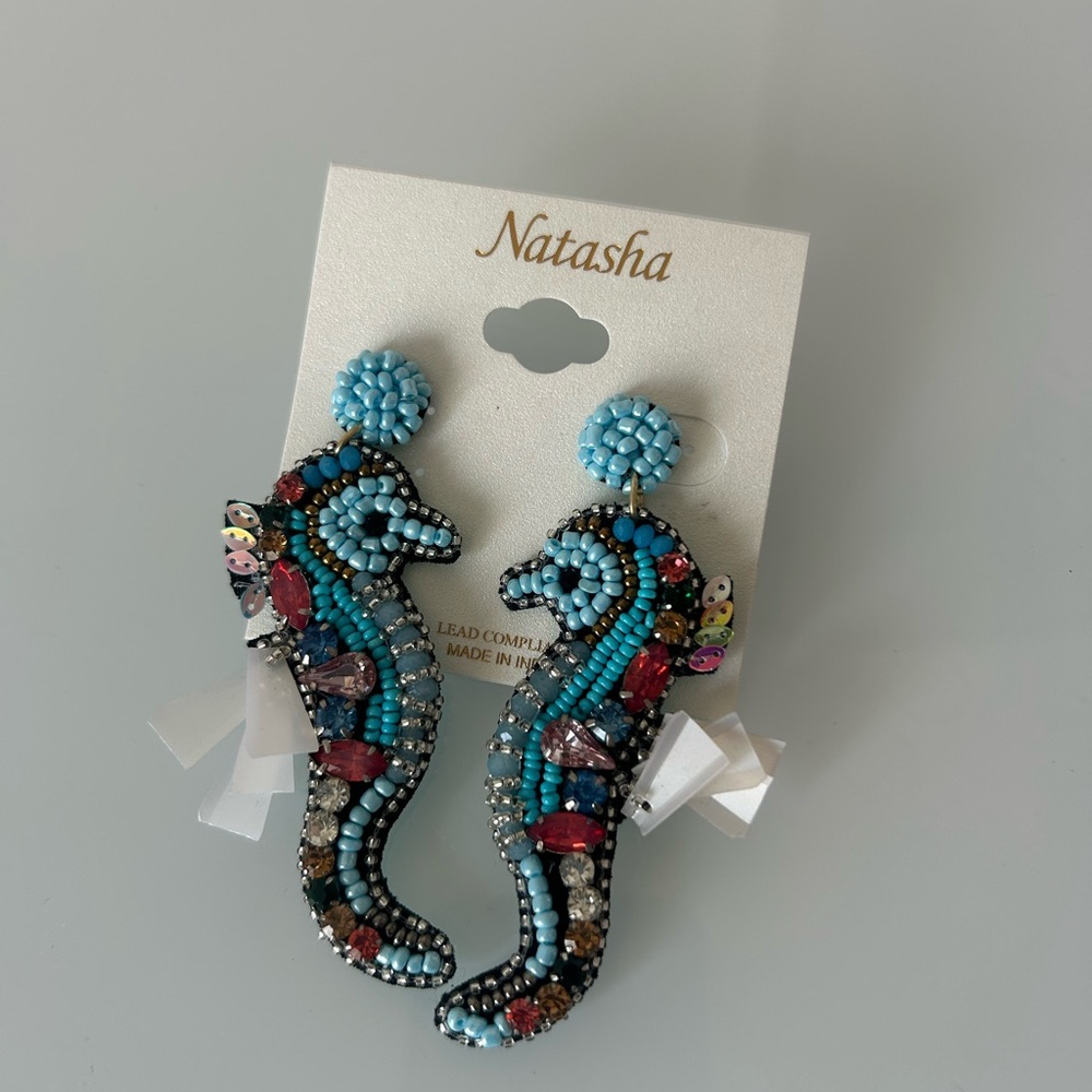 Viral Natasha Beaded Colorful Seahorse Earrings